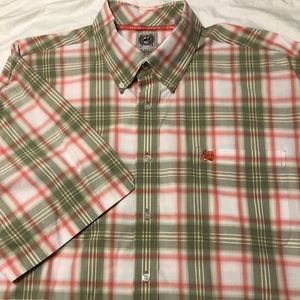 Salmon+Olive green Cinch Short-Sleeve Shirt